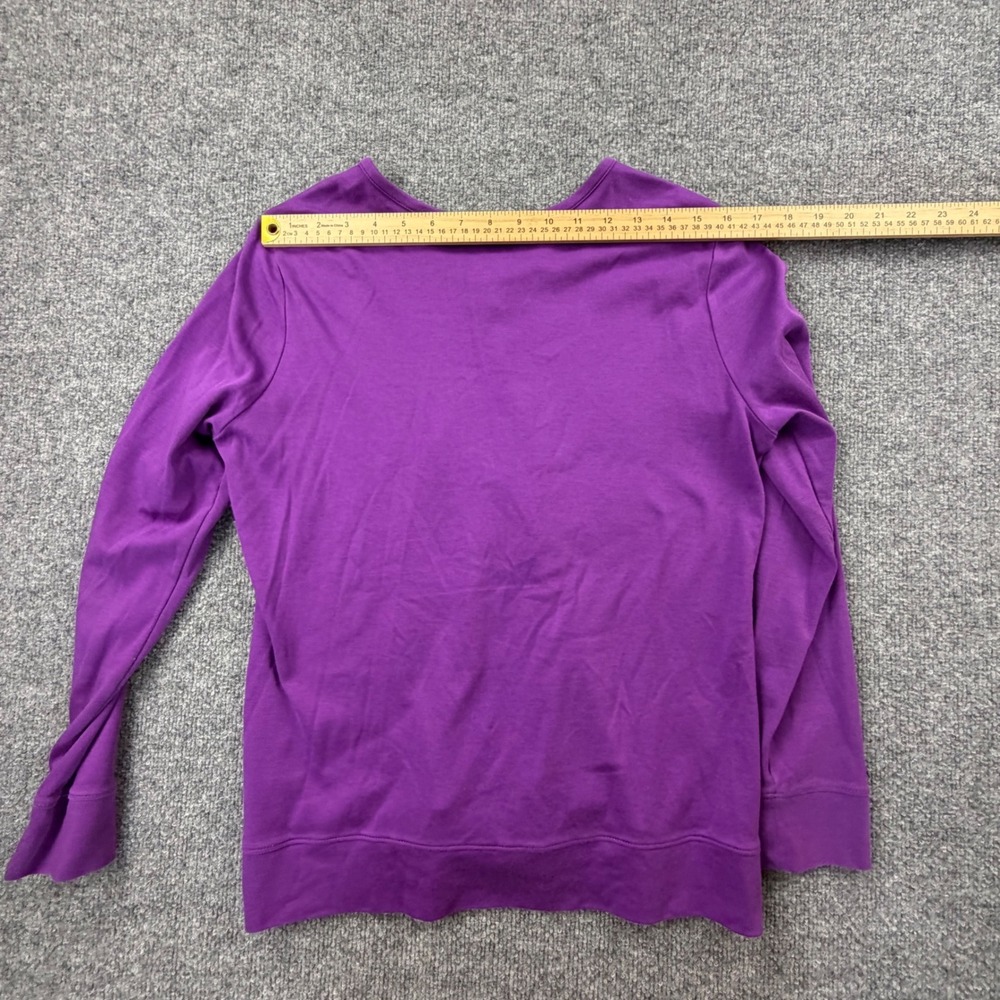 LL Bean Womens Purple Supima Cotton Button Front Cardigan Sweater M - Picture 8 of 9